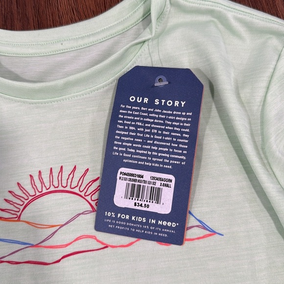 NWT Life is Good Sun Crusher UPF 50+ Wicking Sunrise Sunset XS Light Green - Picture 3 of 7